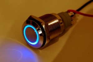 Waterproof Metal Pushbutton with Blue LED Ring - 16mm